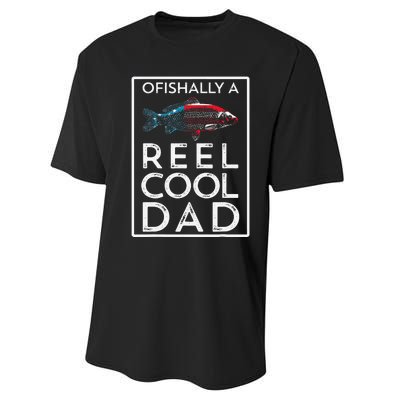 Ofishally A Reel Cool Dad Funny Fathers Day Fishing Pun Performance Sprint T-Shirt