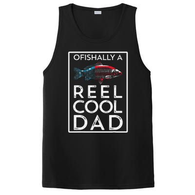 Ofishally A Reel Cool Dad Funny Fathers Day Fishing Pun PosiCharge Competitor Tank