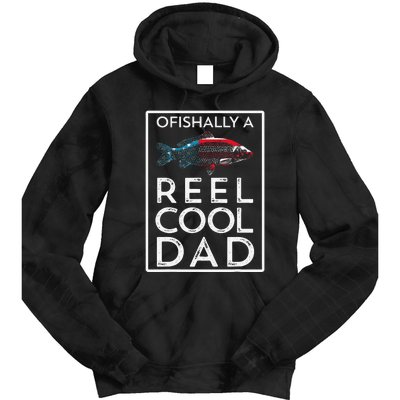 Ofishally A Reel Cool Dad Funny Fathers Day Fishing Pun Tie Dye Hoodie