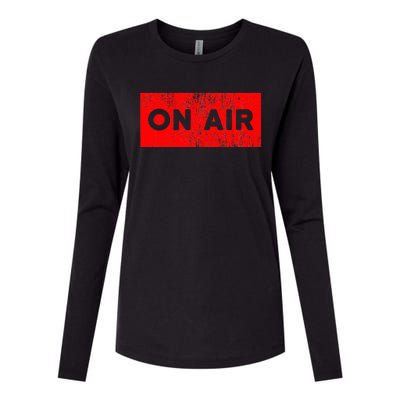 On Air Radio Live Microphone Dj Womens Cotton Relaxed Long Sleeve T-Shirt