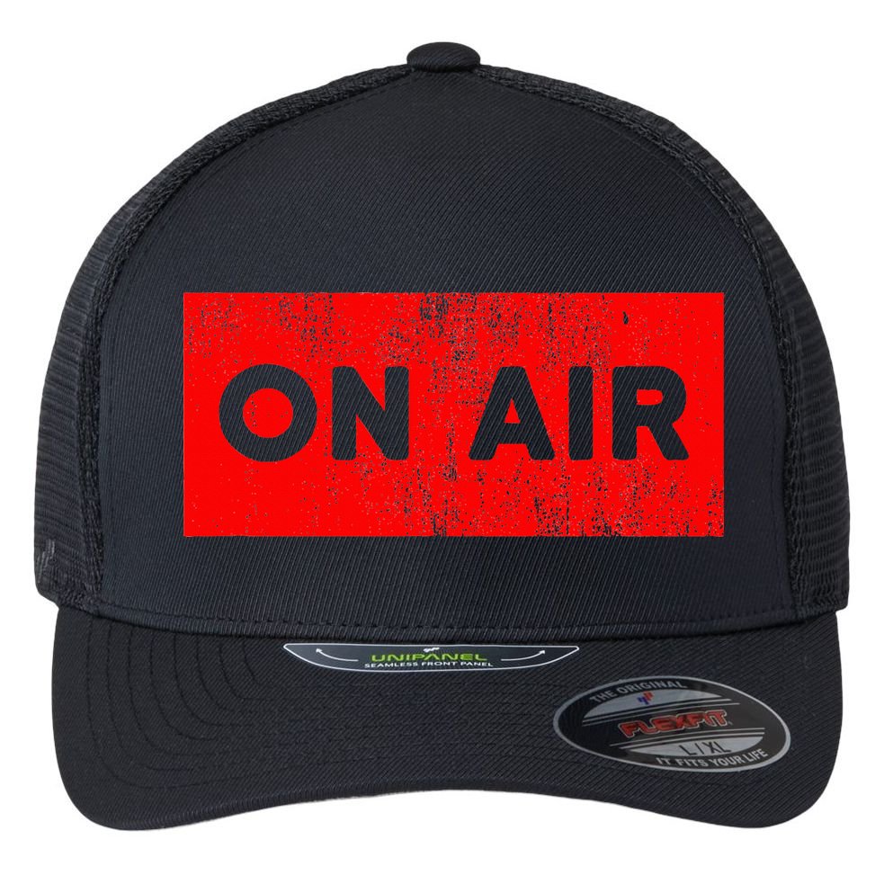On Air Radio Live Microphone Dj Flexfit Unipanel Trucker Cap