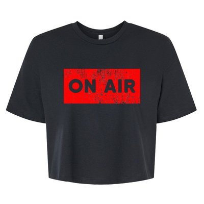 On Air Radio Live Microphone Dj Bella+Canvas Jersey Crop Tee