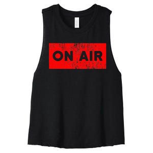 On Air Radio Live Microphone Dj Women's Racerback Cropped Tank