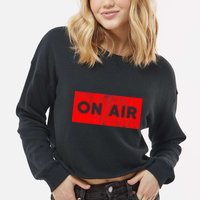 On Air Radio Live Microphone Dj Cropped Pullover Crew