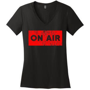 On Air Radio Live Microphone Dj Women's V-Neck T-Shirt