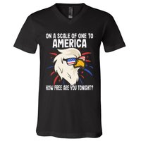 On A Scale Of One To America How Free Are You Tonight V-Neck T-Shirt