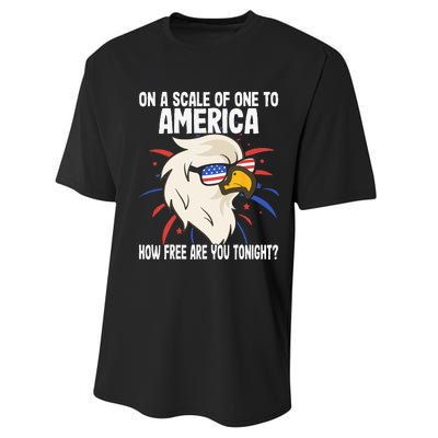 On A Scale Of One To America How Free Are You Tonight Performance Sprint T-Shirt