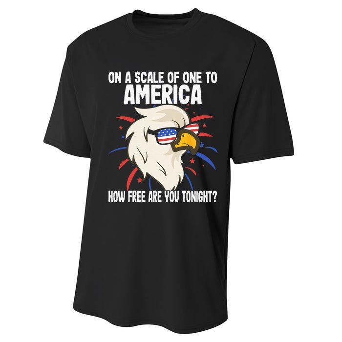 On A Scale Of One To America How Free Are You Tonight Performance Sprint T-Shirt