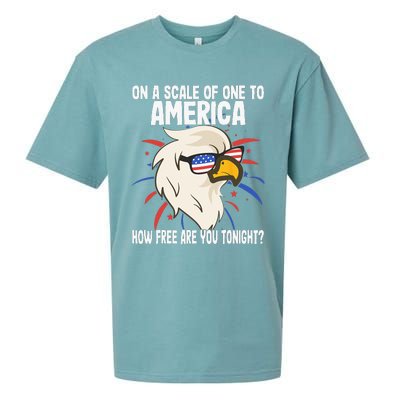 On A Scale Of One To America How Free Are You Tonight Sueded Cloud Jersey T-Shirt