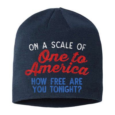 On A Scale Of One To America 4th Of July Fourth Party Sustainable Beanie