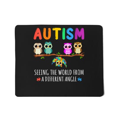  Owl Autism Seeing The World From Different Angle Autistic V-Neck Mousepad