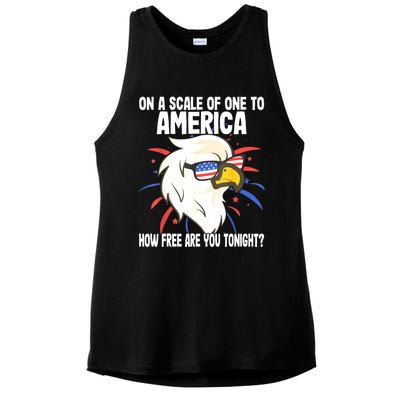 On A Scale Of One To America How Free Are You Tonight Ladies PosiCharge Tri-Blend Wicking Tank