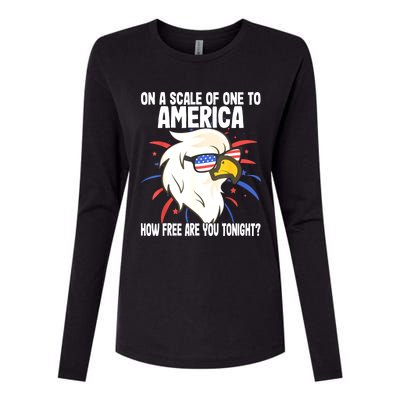 On A Scale Of One To America How Free Are You Tonight Womens Cotton Relaxed Long Sleeve T-Shirt