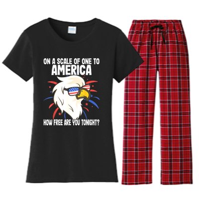 On A Scale Of One To America How Free Are You Tonight Women's Flannel Pajama Set