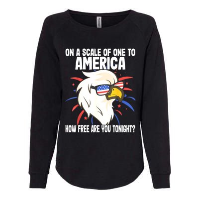 On A Scale Of One To America How Free Are You Tonight Womens California Wash Sweatshirt