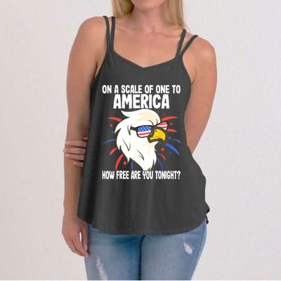 On A Scale Of One To America How Free Are You Tonight Women's Strappy Tank