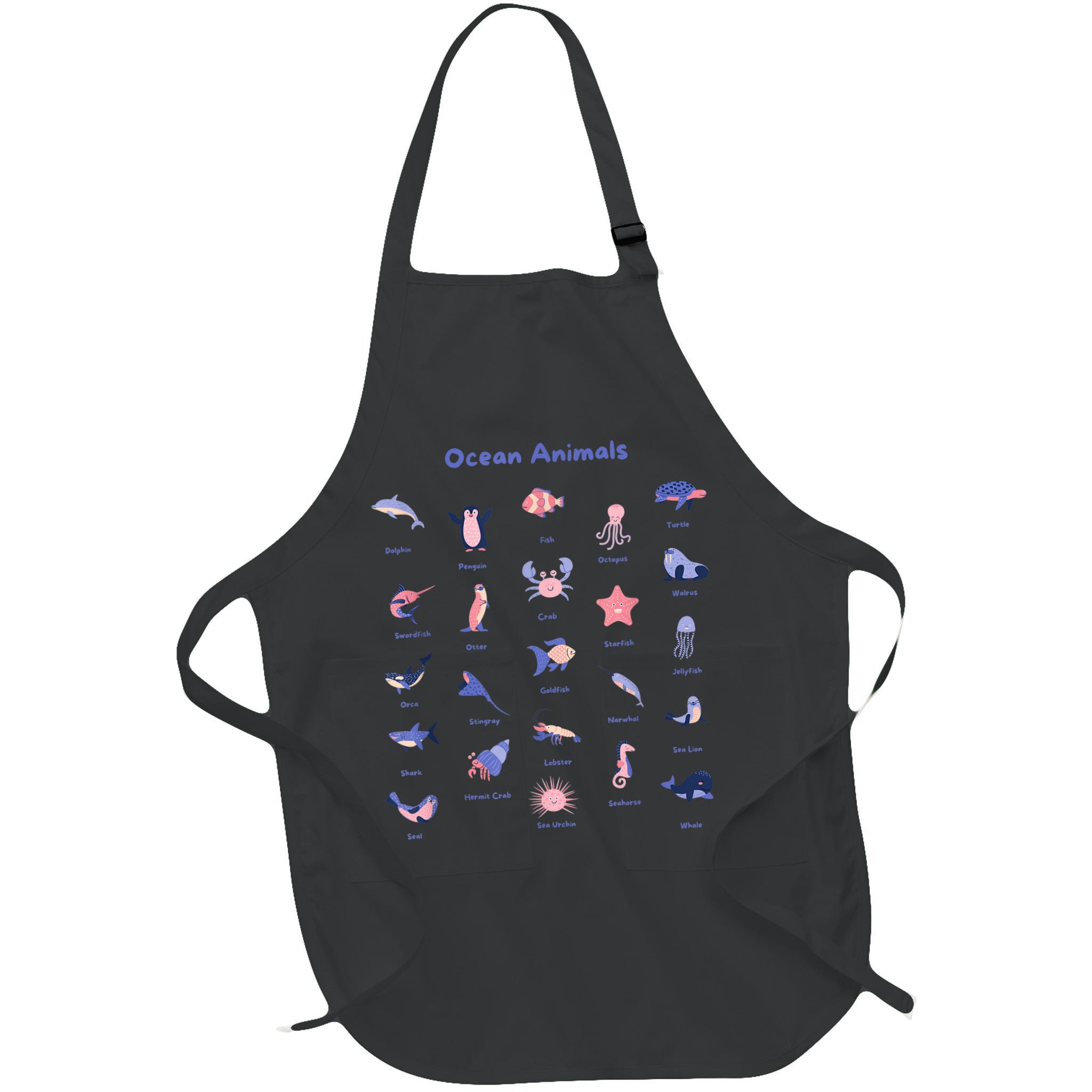 Ocean Animals Sea Marine Biology With Fish For Summer Apron