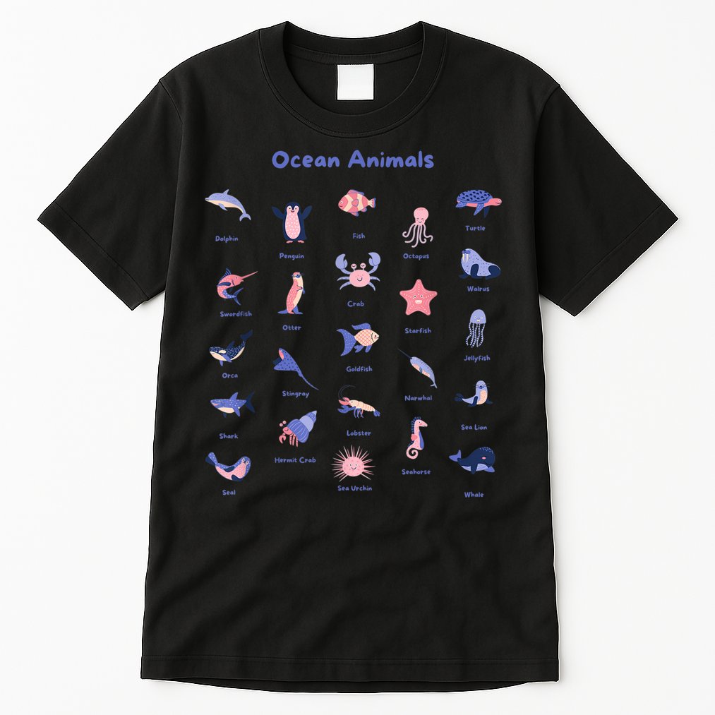 Ocean Animals Sea Marine Biology With Fish For Summer Tall T-Shirt