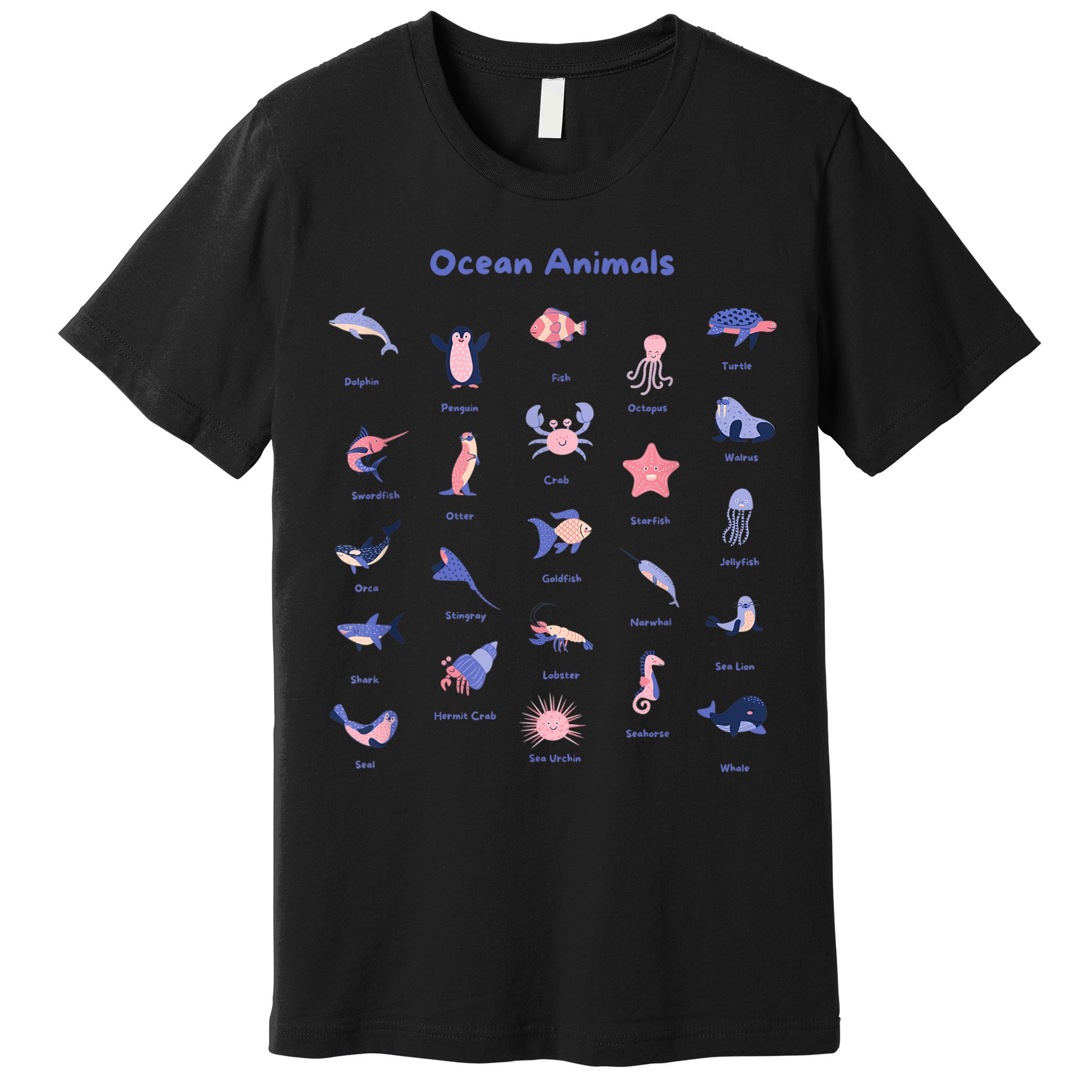 Ocean Animals Sea Marine Biology With Fish For Summer Premium T-Shirt