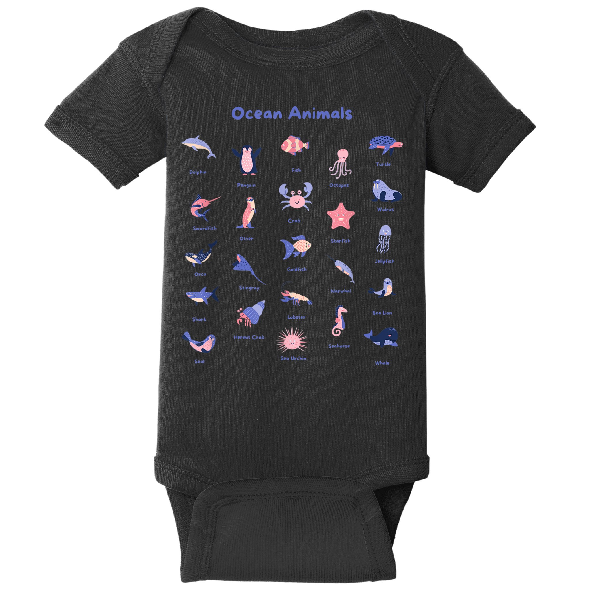 Ocean Animals Sea Marine Biology With Fish For Summer Baby Bodysuit