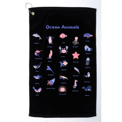 Ocean Animals Sea Marine Biology With Fish For Summer Golf Towel