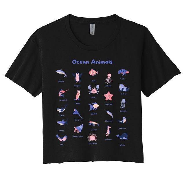 Ocean Animals Sea Marine Biology With Fish For Summer Crop Top