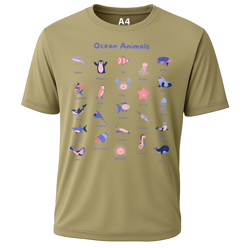Ocean Animals Sea Marine Biology With Fish For Summer Cooling Performance Crew T-Shirt