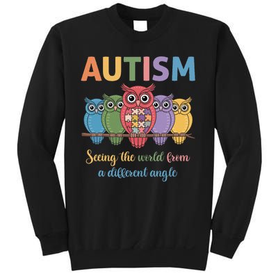 Owl Autism Seeing World Different Angle Awareness  Mom Sweatshirt