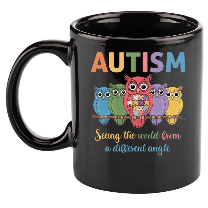 Owl Autism Seeing World Different Angle Awareness  Mom 11oz C Handle Ceramic Mug
