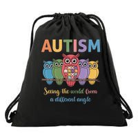 Owl Autism Seeing World Different Angle Awareness  Mom Drawstring Bag