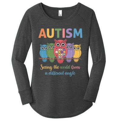 Owl Autism Seeing World Different Angle Awareness  Mom Women's Perfect Tri Tunic Long Sleeve Shirt