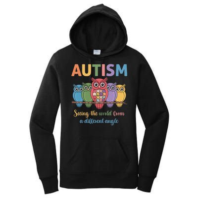 Owl Autism Seeing World Different Angle Awareness  Mom Women's Pullover Hoodie