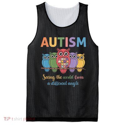 Owl Autism Seeing World Different Angle Awareness  Mom Mesh Reversible Basketball Jersey Tank