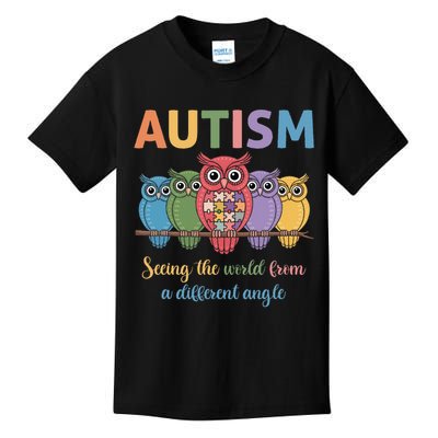Owl Autism Seeing World Different Angle Awareness  Mom Kids T-Shirt