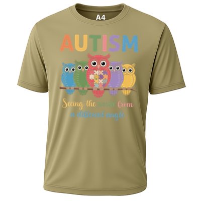 Owl Autism Seeing World Different Angle Awareness  Mom Performance Shirt