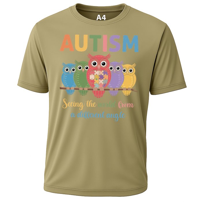 Owl Autism Seeing World Different Angle Awareness  Mom Cooling Performance Crew T-Shirt