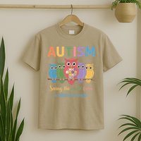 Owl Autism Seeing World Different Angle Awareness  Mom T-Shirt