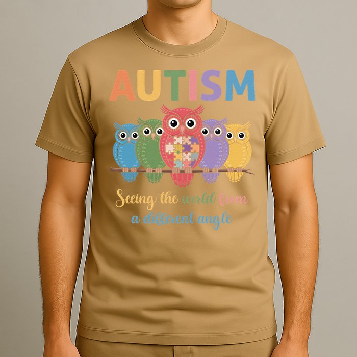 Owl Autism Seeing World Different Angle Awareness  Mom T-Shirt