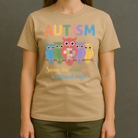 Owl Autism Seeing World Different Angle Awareness  Mom T-Shirt