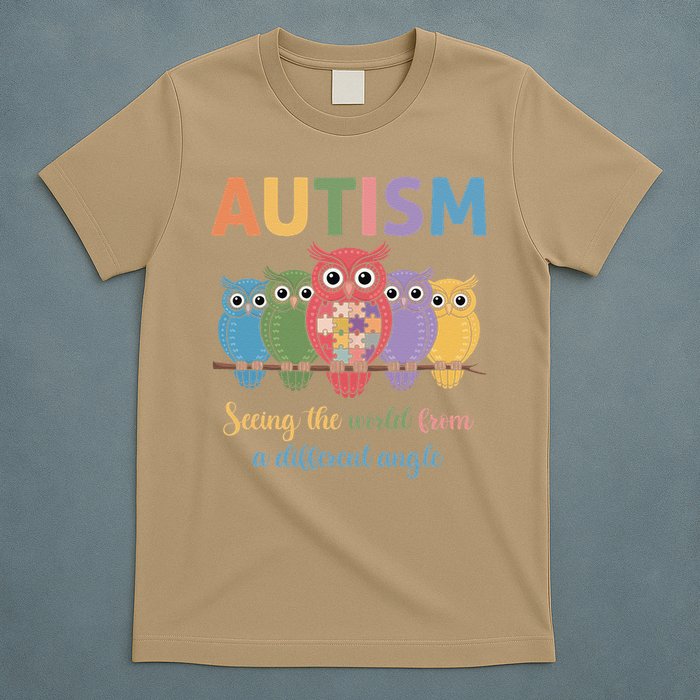 Owl Autism Seeing World Different Angle Awareness  Mom T-Shirt
