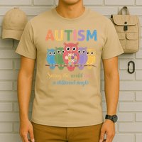 Owl Autism Seeing World Different Angle Awareness  Mom T-Shirt