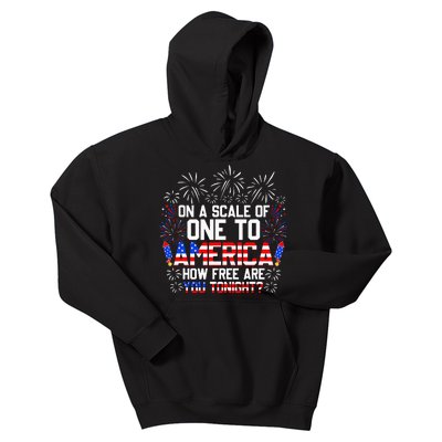 On A Scale Of One To America Funny 4th Of July Patriotic Kids Hoodie