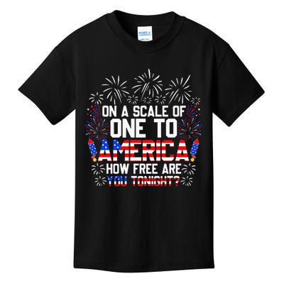 On A Scale Of One To America Funny 4th Of July Patriotic Kids T-Shirt