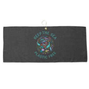 Ocean Animal Sea Fish Keep The Sea Plastic Free Environt Meaningful Gift Large Microfiber Waffle Golf Towel