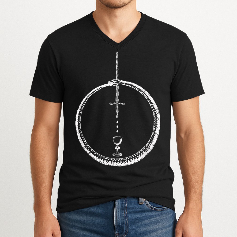 OUROBOROS Alchemy Symbol Occult Sacred Geometry V-Neck T-Shirt
