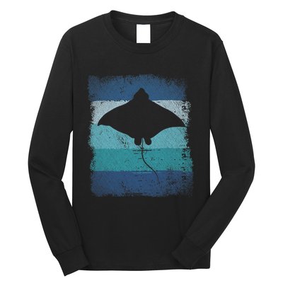 Ocean Animal Scuba Diving Stingray Retro Manta Ray Long Sleeve Shirt