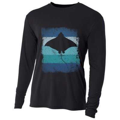 Ocean Animal Scuba Diving Stingray Retro Manta Ray Cooling Performance Long Sleeve Crew