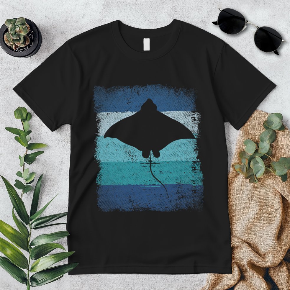 Ocean Animal Scuba Diving Stingray Retro Manta Ray Premium T-Shirt
