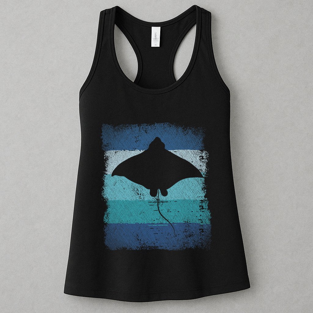 Ocean Animal Scuba Diving Stingray Retro Manta Ray Womens Tank Top