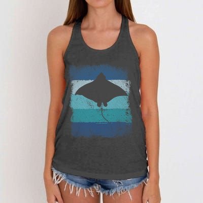 Ocean Animal Scuba Diving Stingray Retro Manta Ray Women's Knotted Racerback Tank